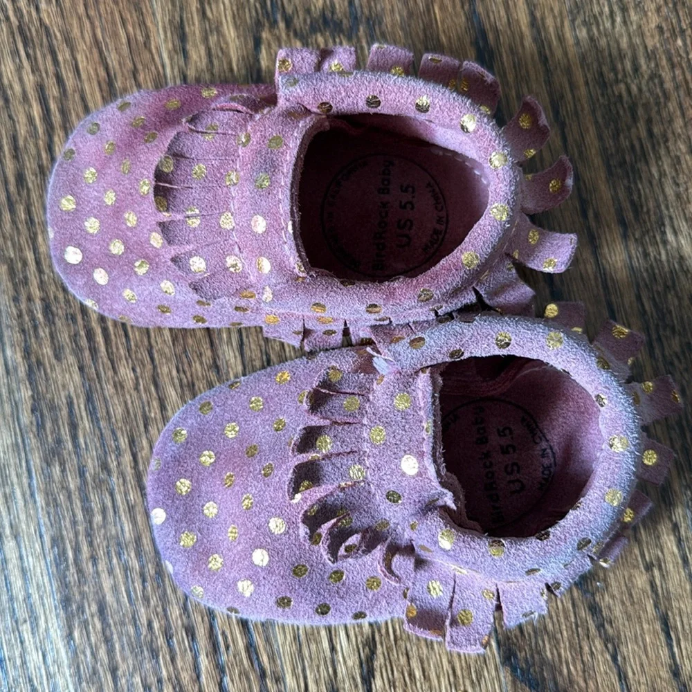 Birdrock Baby Polka Dot Moccasins